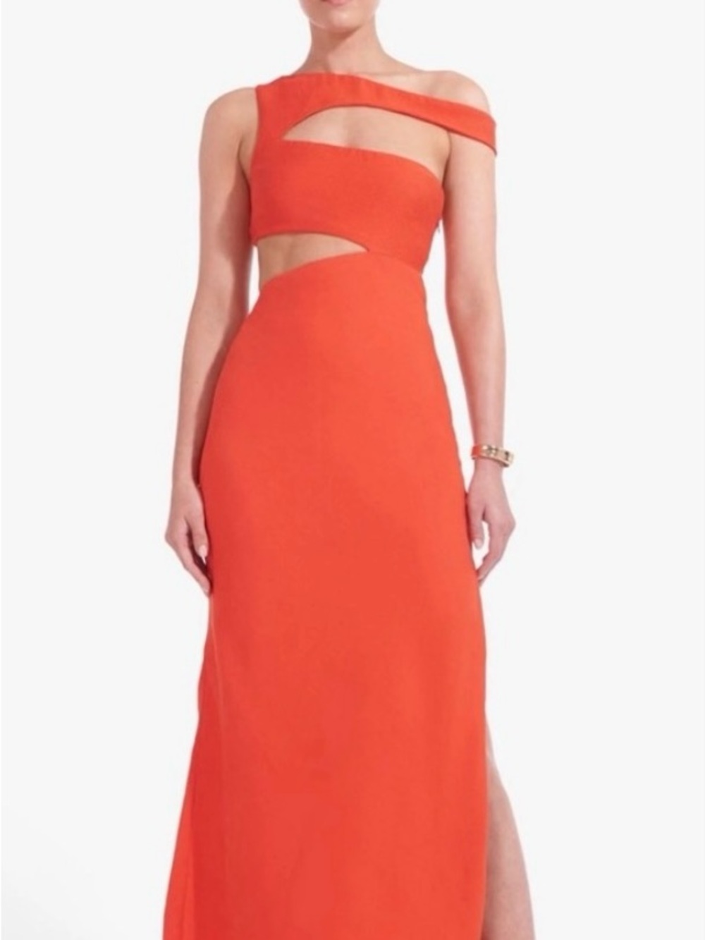 STAUD Red/Orange One-Shoulder Cutout Gown, NWT